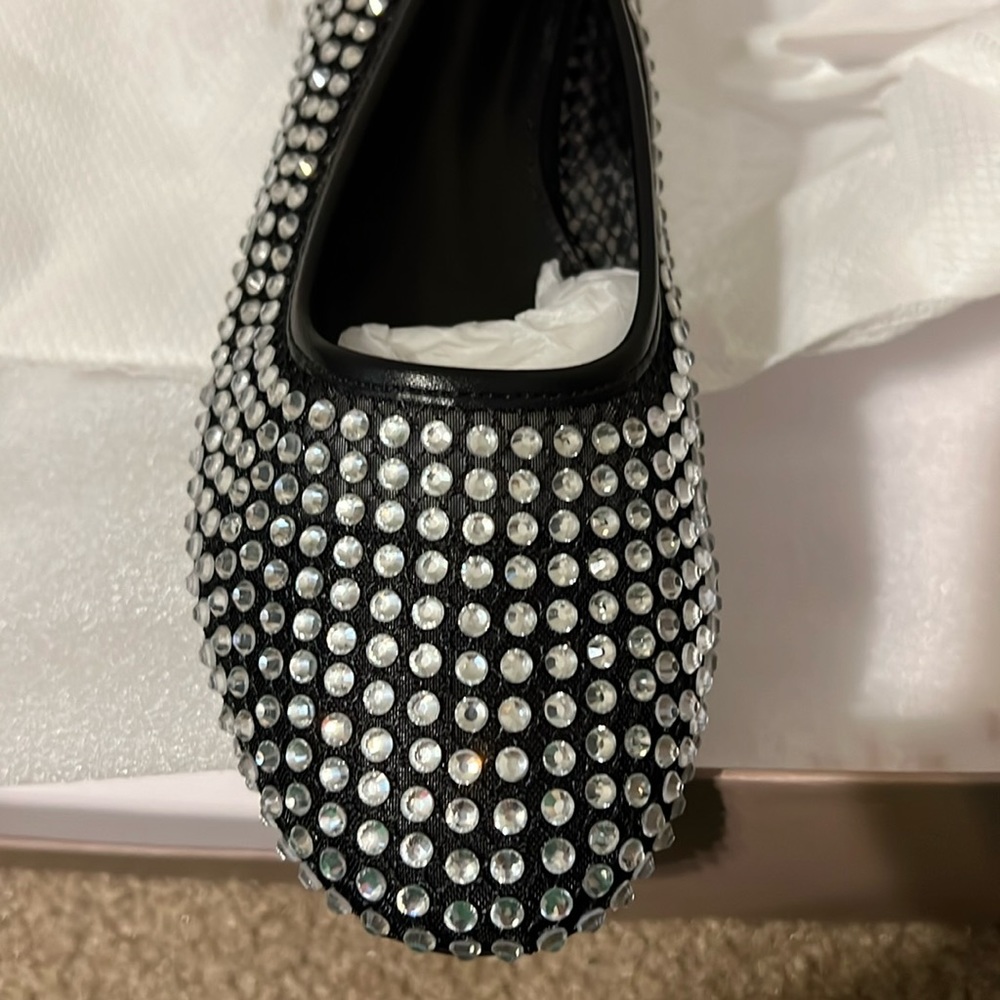 KaroNairy Rhinestone Sparkly Ballet Flats Mesh Black Shoes 9 NWT - Picture 13 of 16